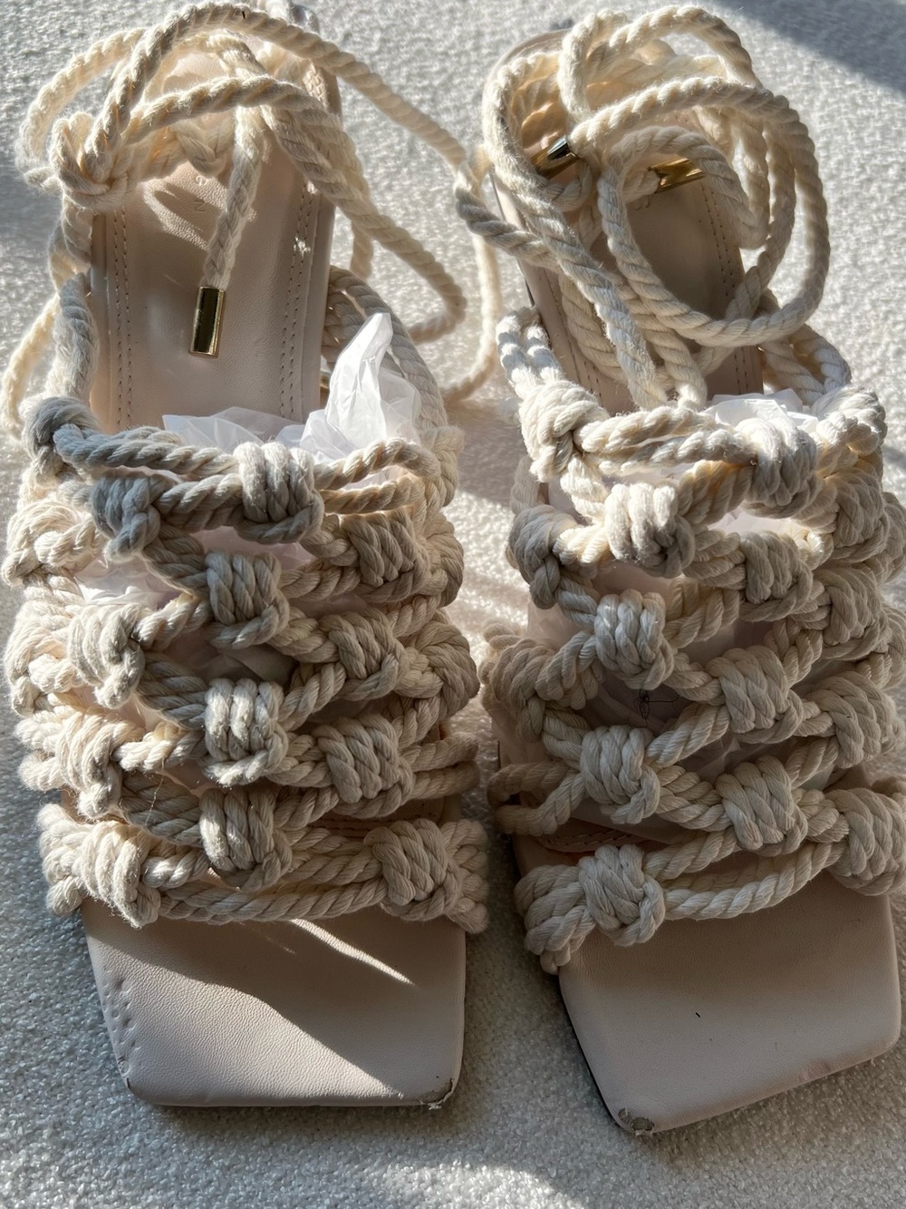 ASOS Handwoven Rope Lace-Up Sandals - Cream - Picture 5 of 13